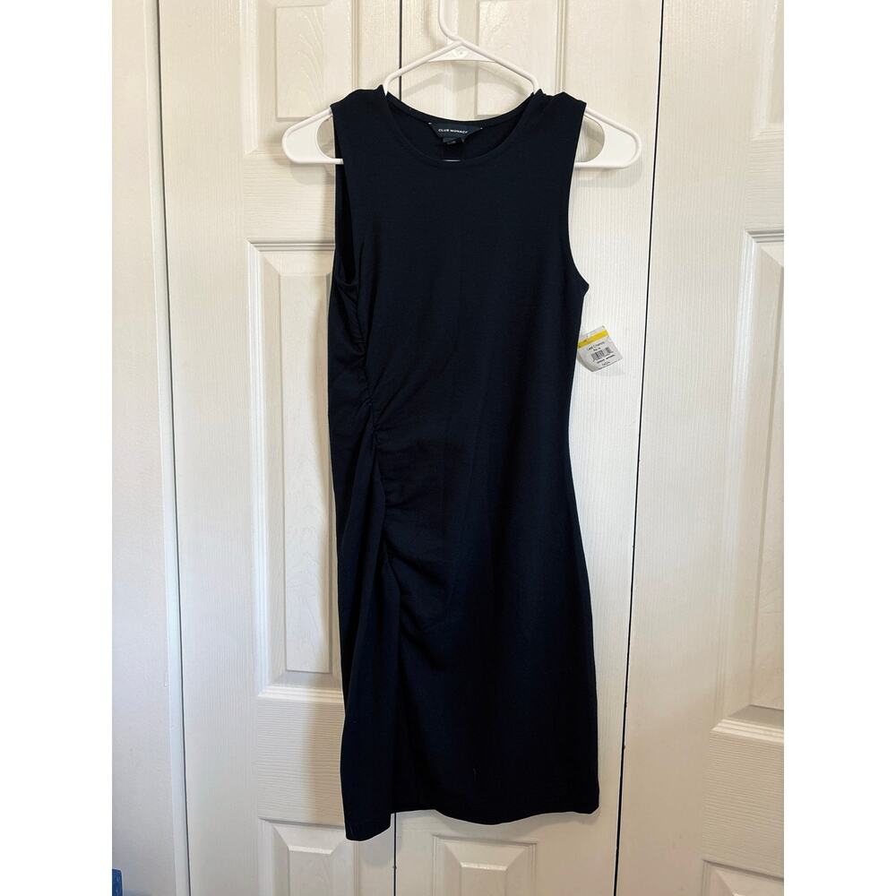 Club Monaco Black Ruched Side Sleeveless Minimalist Dress Size XS